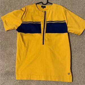 Vibrant Yellow and Navy Men's Dress Shirt